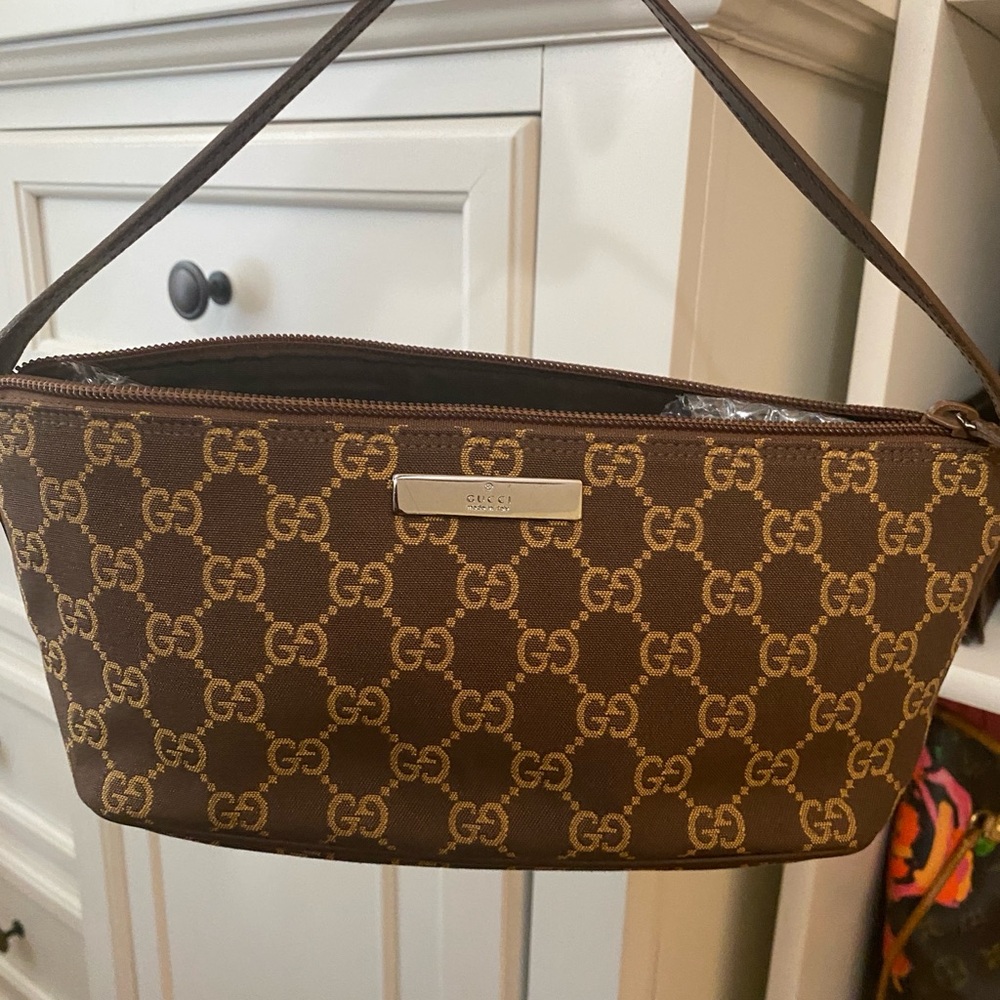 Gucci Brown Canvas Boat Bag